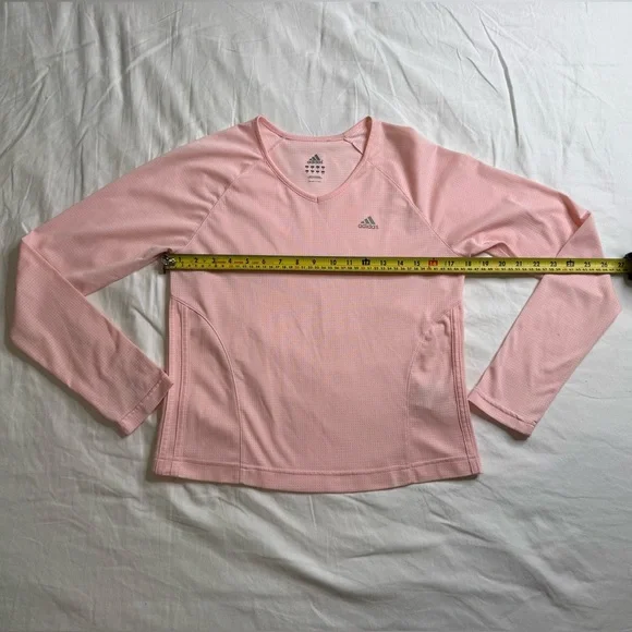 Adidas Pink Long Sleeve Performance Top Lightweight Running Activewear Shirt Med - Picture 9 of 10